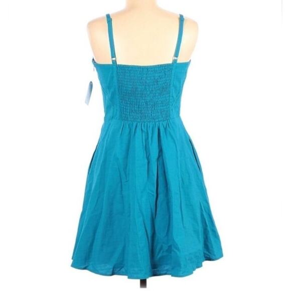 Jessica Simpson Women's Size 4 Blue V-Neck Tie Spaghetti Flare Dress - Picture 2 of 6